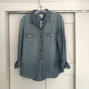 J Crew Chambray Button Down NWT